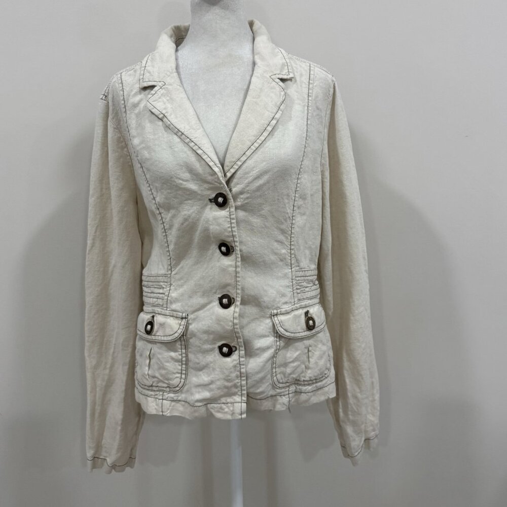 DKNY Jeans Women’s Linen Military Jacket Light Beige